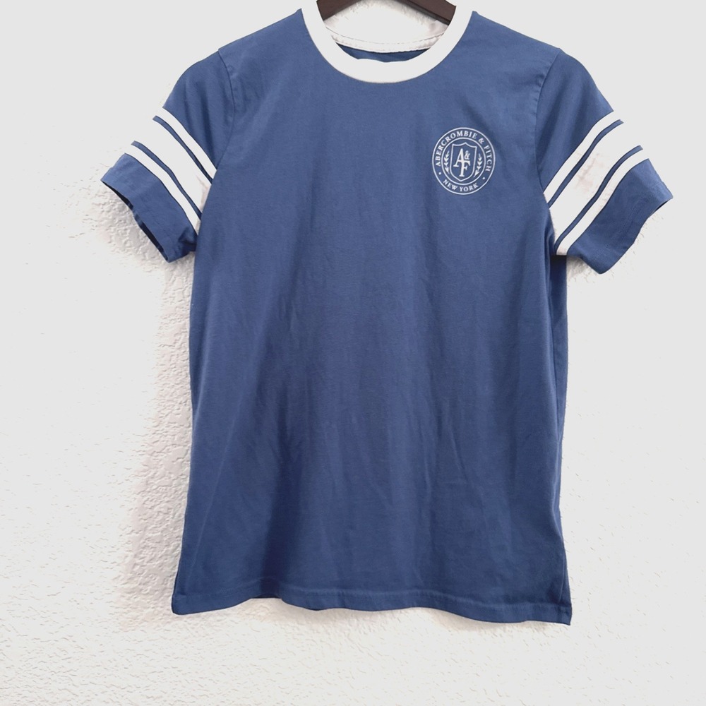 Abercrombie Kids Blue Logo Graphic Short Sleeve Crew Neck T-Shirt Size 15/16